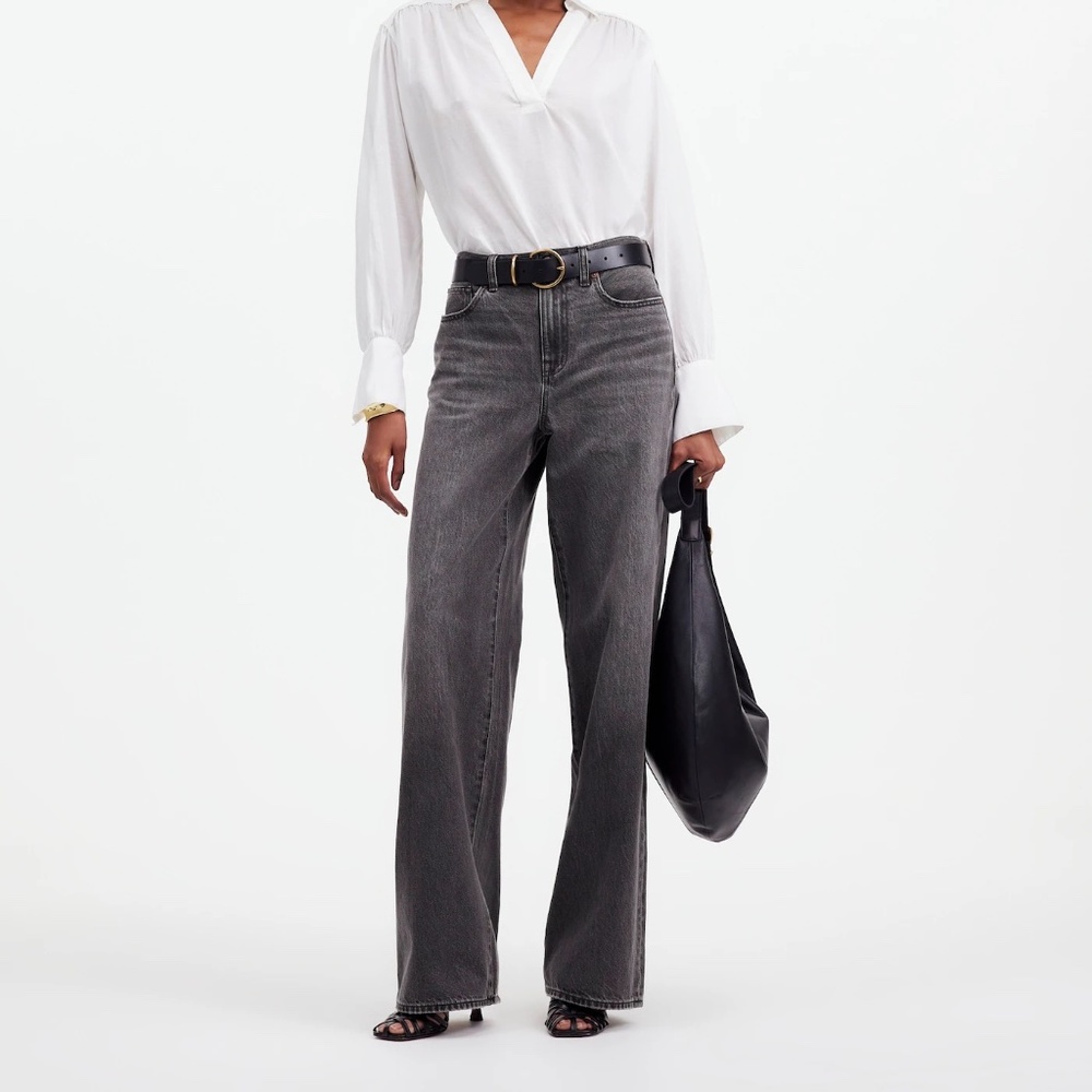 Madewell High-Rise Wide-Leg Jeans in Washed Black